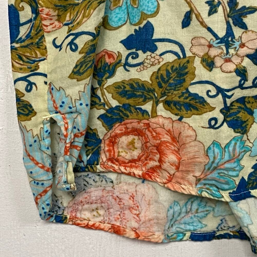 Soft Surroundings Bisonette Gauze Shirt Floral Cotton Button Down Size Large - Picture 4 of 13